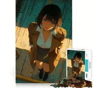 Puzzle da 1000 pezzi con ragazza anime che guarda in alto,gioco di abilità mentale,incastro stabile,parti che non si spostano,passatempo divertente per i lunghi weekend (50x75cm)