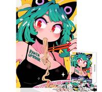 Puzzle da 1000 pezzi con ragazza anime che mangia ramen,giocattoli antistress,ottimo regalo per giochi impossibili,allena il tuo cervello e le tue mani,dimensioni 38x52cm