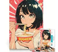 Puzzle da 1000 pezzi con ragazza anime che mangia ramen,ideale per adulti,gioco di memoria e allenamento mentale,incastro perfetto senza spazi vuoti,attività rilassante e distensiva (38x52cm)