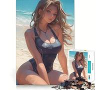 Puzzle da 1000 pezzi con ragazza anime che prende il sole, ideale per adulti, un gioco di esercizi mentali e un passatempo rilassante, perfetto come regalo stagionale 50x75cm