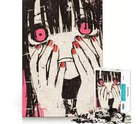 Puzzle da 1000 pezzi con ragazza anime che si copre il viso,gioco di concentrazione mentale,tagli di precisione,bordi lisci,attività rilassante per serate tranquille (38x52cm)