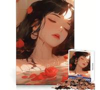 Puzzle da 1000 pezzi con ragazza anime che si rilassa nella vasca da bagno, ideale per adolescenti Pensare in modo strategico, per una fuga serena e un Natale tranquillo (50x75cm)