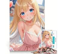 Puzzle da 1000 pezzi con ragazza anime con ali d'angelo e palloncini,gioco cognitivo divertente,taglio di alta precisione, alleviare lo stress (50x75cm)