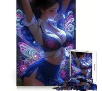 Puzzle da 1000 pezzi con ragazza anime con ali di farfalla per adulti, ideale per il benessere mentale, il relax e il tempo libero, perfetto per le festività (38x26cm)