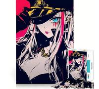 Puzzle da 1000 pezzi con ragazza anime con cappello da ufficiale,ideale per adolescenti,gioco di memoria e logica,con incastro perfetto e pezzi che non si staccano,perfetto da portare in viaggio