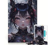 Puzzle da 1000 pezzi con ragazza anime con copricapo decorato,ideale per adolescenti Stimola la mente,divertimento,senza spazi vuoti,perfetta aderenza,piacevole svago per rilassarsi in casa (38x52cm)