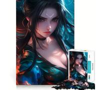 Puzzle da 1000 pezzi con ragazza anime con fuoco e acqua per adolescenti,divertente attività di memoria,connessione pulita e senza soluzione di continuità,rilassante attività di gruppo al chiuso