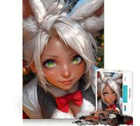 Puzzle da 1000 pezzi con ragazza anime con orecchie da coniglio per adolescenti,ideale per stimolare la mente,creare un'attività divertente e di alta precisione,perfetta per una pausa rilassante