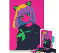 Puzzle da 1000 pezzi con ragazza anime con orecchie da gatto,ideale per adolescenti,gioco stimolante per la mente,montaggio sicuro e stabile,attività divertente per tutta la famiglia (38x26cm)