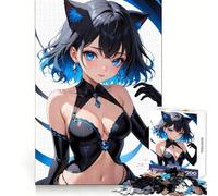 Puzzle da 1000 pezzi con ragazza anime con orecchie da gatto, ideale per adolescenti Migliora la memoria, è un'attività rilassante, tagliata al laser e rappresenta un regalo premuroso (38x52cm)