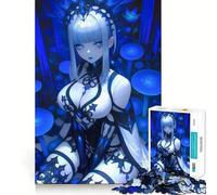 Puzzle da 1000 pezzi con ragazza anime dagli occhi azzurri,gioco con bordi senza soluzione di continuità,gioco di logica,divertimento per il tempo libero,regalo artistico di Natale 38x26cm