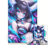 Puzzle da 1000 pezzi con ragazza anime dagli occhi azzurri, gioco educativo, rilassante e stimolante per la mente, ideale come decorazione da scrivania 38x52cm