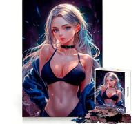 Puzzle da 1000 pezzi con ragazza anime dagli occhi azzurri, ideale per adolescenti, come esercizio mentale o hobby rilassante, perfetto come regalo di Natale (50x75cm)