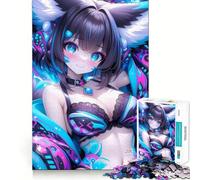 Puzzle da 1000 pezzi con ragazza anime dagli occhi azzurri,ideale per adolescenti,gioco di memoria e logica,con incastro perfetto e pezzi che non si staccano,perfetto da portare in viaggio (38x26cm)