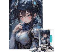 Puzzle da 1000 pezzi con ragazza anime dagli occhi azzurri sfida educativa gioco impegnativo per famiglie adatto a persone dai 14 anni in su (38x26cm)