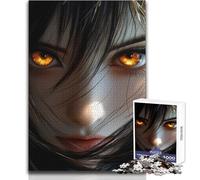 Puzzle da 1000 pezzi con ragazza anime dagli occhi dorati, gioco divertente per lo sviluppo cognitivo, regalo speciale per una celebrazione premurosa, dimensioni 50x75cm