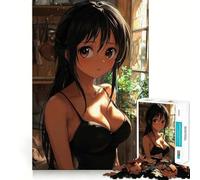 Puzzle da 1000 pezzi con ragazza anime dagli occhi marroni per adolescenti,ideale per stimolare la mente,creare un'attività creativa di taglio di alta precisione e rilassare (50x75cm)