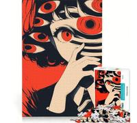 Puzzle da 1000 pezzi con ragazza anime dagli occhi multipli, giocattolo fai-da-te, rilassante e stimolante per la mente, compleanno e Natale 38x26cm
