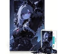 Puzzle da 1000 pezzi con ragazza anime dagli occhi rosa,ideale per adolescenti,per un gioco divertente e coinvolgente,con incastri precisi e senza spazi vuoti,perfetto per una serata in famiglia