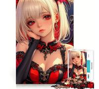 Puzzle da 1000 pezzi con ragazza anime dagli occhi rossi,grafica accurata,gioco stimolante per la mente,facile da giocare,regalo di compleanno 38x26cm