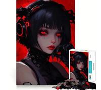 Puzzle da 1000 pezzi con ragazza anime dagli occhi rossi per adulti e adolescenti Ricorda, costruisci lentamente, goditi l'arte del taglio preciso, oggetto da collezione (38x52cm)