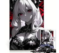 Puzzle da 1000 pezzi con ragazza anime dagli occhi rossi, stimolante per la mente, rilassante e divertente, con bordi lisci, ideale come regalo (38x52cm)