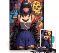 Puzzle da 1000 pezzi con ragazza anime dagli occhi viola,bordo senza soluzione di continuità,gioco di logica,divertimento per il tempo libero,regalo artistico di Natale 38x52cm