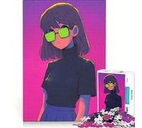 Puzzle da 1000 pezzi con ragazza anime dagli occhiali verdi, gioco rompicapo, sfida impegnativa, ideale come regalo per tutta la famiglia 38x52cm
