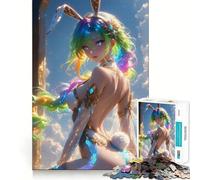 Puzzle da 1000 pezzi con ragazza anime dai capelli arcobaleno e giunture precise,gioco di costruzione che favorisce la concentrazione,gioco tranquillo,divertimento assicurato per il compleanno 50x75cm