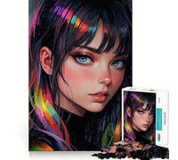 Puzzle da 1000 pezzi con ragazza anime dai capelli arcobaleno,pezzi a incastro preciso,giocattolo creativo e divertente,momento di relax,regalo di compleanno 38x52cm