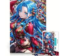 Puzzle da 1000 pezzi con ragazza anime dai capelli blu,gioco creativo con componenti robusti e ben definiti,ideale da portare in viaggio,perfetto come regalo (50x75cm)