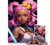 Puzzle da 1000 pezzi con ragazza anime dai capelli rosa e katana,ideale per ragazzi,stimolante per il pensiero creativo,perfetto per il tempo libero e il divertimento Bordi ben definiti
