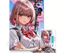 Puzzle da 1000 pezzi con ragazza anime dai capelli rosa,gioco creativo per sviluppare le capacità cognitive Componenti robusti e ben definiti,ideale da portare in viaggio Gioco per allenare la mente
