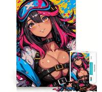 Puzzle da 1000 pezzi con ragazza anime dai capelli rosa,gioco stimolante per la mente,incastro perfetto,nessun pezzo si stacca,sfida interattiva per il cervello da fare a casa (38x26cm)