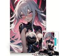 Puzzle da 1000 pezzi con ragazza anime dai capelli rosa,incastri precisi,divertente,stimolante per la mente,ideale per momenti di relax,perfetto per decorazioni natalizie 38x52cm