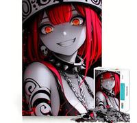 Puzzle da 1000 pezzi con ragazza anime dai capelli rossi,design a bordi fini,puzzle logico,gioco di svago,regalo di compleanno divertente (50x75cm)