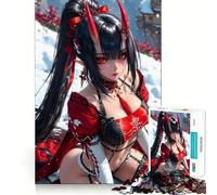 Puzzle da 1000 pezzi con ragazza anime dai capelli rossi per adolescenti, gioco di puzzle stimolante per il relax, ritaglio chiaro, regalo per le festività (38x52cm)