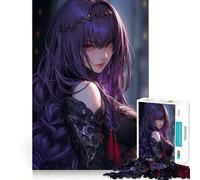 Puzzle da 1000 pezzi con ragazza anime dai capelli viola e corona,gioco di costruzione preciso,gioco tranquillo,divertimento per compleanno 38x26cm
