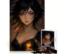Puzzle da 1000 pezzi con ragazza anime dal cuore fiammeggiante, ideale per adolescenti, con un'ottima memoria e un piacevole momento di relax Taglio uniforme Regalo di Natale perfetto (38x26cm)