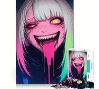 Puzzle da 1000 pezzi con ragazza anime dalla lingua gocciolante,ideale per adolescenti,gioco di concentrazione mentale,bordi lisci e tagliati con precisione,perfetto come regalo di Natale (38x26cm)
