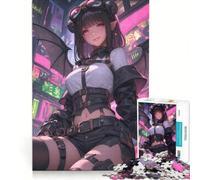 Puzzle da 1000 pezzi con ragazza anime dalle ali Gioco educativo, rilassante e stimolante per la mente, ideale come decorazione da scrivania 38x52cm