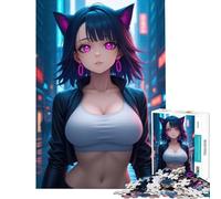 Puzzle da 1000 pezzi con ragazza anime dalle orecchie da gatto ideale per adolescenti Giochi educativi per tutta la famiglia regalo perfetto per compleanni e attività in famiglia (dimensioni 75x50cm)