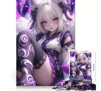 Puzzle da 1000 pezzi con ragazza anime dalle orecchie da volpe, ideale per adolescenti, per il benessere mentale, il relax e la perfetta combinazione di colori Regalo perfetto (38x26cm)