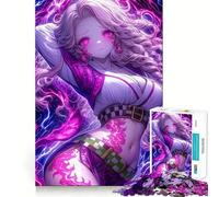 Puzzle da 1000 pezzi con ragazza anime dall'energia rosa,sfida mentale,taglio di alta precisione,divertente sfida per il tempo di attesa (50x75cm)