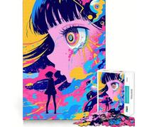 Puzzle da 1000 pezzi con ragazza anime dall'occhio gigante,ideale per stimolare la concentrazione e creare un puzzle divertente,con taglio laser per un incastro e un'attività di condivisione