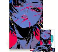Puzzle da 1000 pezzi con ragazza anime dipinta di rosa e blu,ideale per stimolare la concentrazione e creare un puzzle divertente,tagliato al laser per un incastro Attività per rafforzare il legame