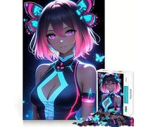 Puzzle da 1000 pezzi con ragazza anime e ali di farfalla per adolescenti,divertente attività di gruppo al chiuso con pezzi di dimensioni uniformi e rilassanti (50x75cm)