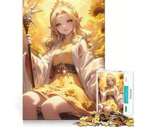 Puzzle da 1000 pezzi con ragazza anime e bastone in un campo di girasoli,decorazione pulita e adatta,gioco di abilità mentale,momento di relax,decorazione natalizia da parete (50x75cm)