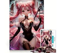 Puzzle da 1000 pezzi con ragazza anime e bastone,taglio perfetto,divertente attività di gioco intelligente,momento di relax,gioco artistico per compleanno (38x26cm)