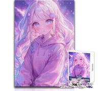 Puzzle da 1000 pezzi con ragazza anime e capelli galattici per adolescenti, gioco divertente per lo sviluppo cognitivo, regalo speciale per una celebrazione premurosa, dimensioni 38x52cm